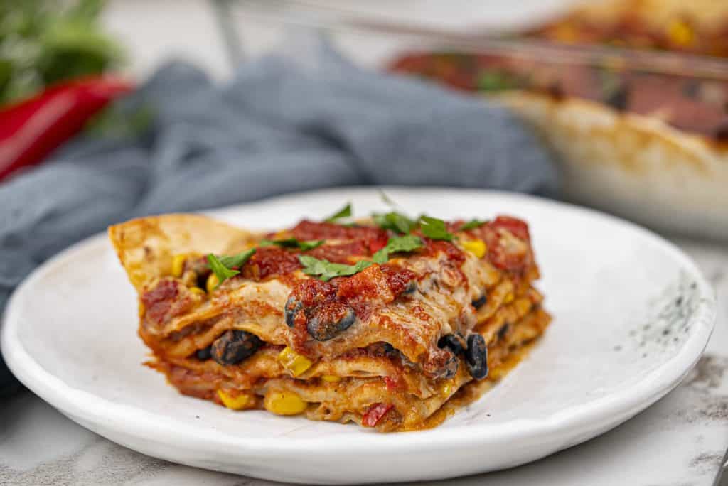 Cheesy Vegan Enchilada Casserole