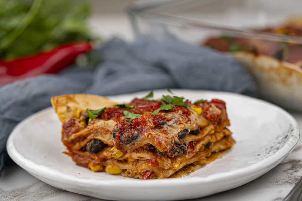 Cheesy Vegan Enchilada Casserole