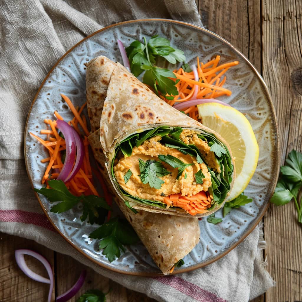 No-oil hummus wraps