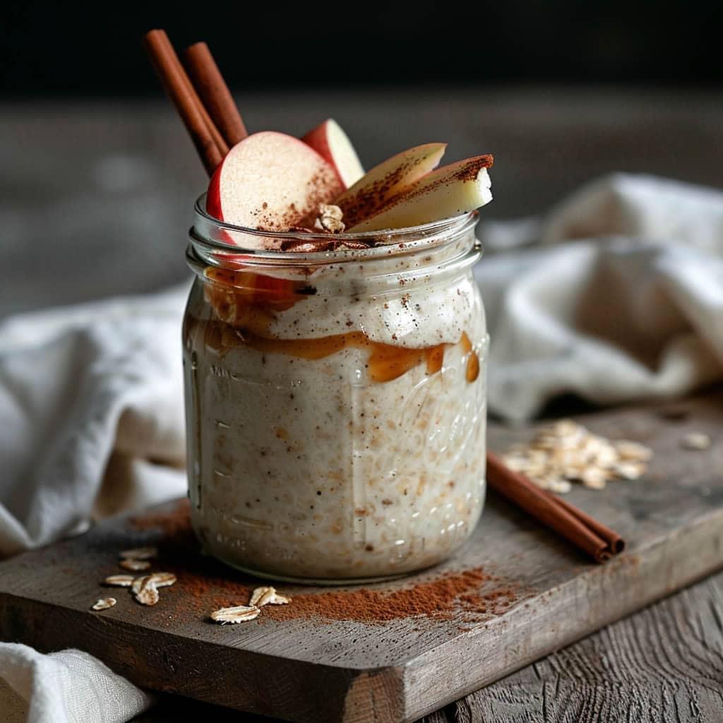 Apple-Cinnamon overnight oats in a jar